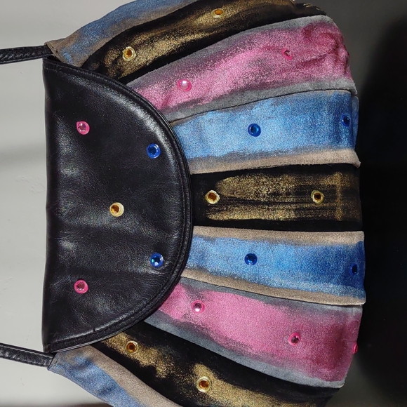 Handpainted Suede/Leather Shoulder Bag - Picture 5 of 7